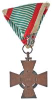 1943. "Tűzkereszt II. fokozata" oxidált hadifém kitüntetés modern mellszalaggal T:VF Hunga...