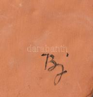 Bokros Júlia (1931-): Lilán irizáló mázas búzamintás falikép. Jelzéssel, hibátlan, 14x12 cm