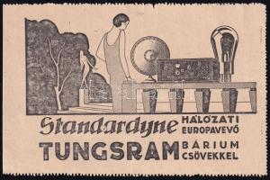 1930 Tungsram Standardyne Európavevő rádiónyugta, art deco grafikával