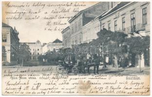 1906 Szatmárnémeti, Satu Mare; Hám János utca, lovas hintó. Divald Károly 823. / street, horse chariot (fl)