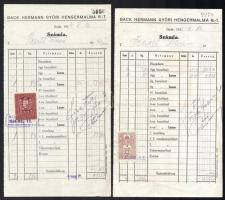 1934-1935 Back Hermann Győri Hengermalma Rt. fejléce számla, 2 db