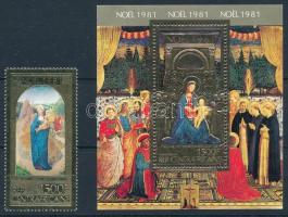 Karácsony Madonna festmények aranyfóliás bélyeg + blokk, Christmas stamp + block