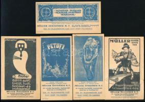 5 db számolócédula: Borbereki, Müller festék stb.