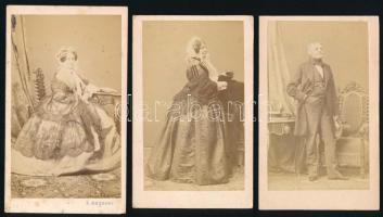 cca 1860-1870 3 db vizitkártya L. Angerer bécsi műterméből, 10x6 cm körül