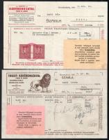 1930, 1932 2db Fodor és Bader Trieszti Kávébehozatal, Szombathely, fejléces számla