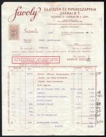 1934 Savoly Illatszer és Pipereszappan Gyárai Rt. számla