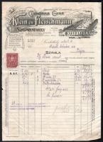 1930 Szombathely, Klein és Fleischmann Első Szombathelyi Czukorka gyár, dekoratív fejléces számla
