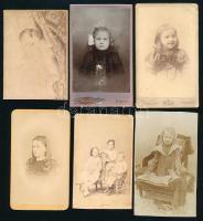 cca 1870-1900 Gyerekportrék, 10 db vizitkártya magyar (felvidéki, budapesti, stb.) műtermekből, vegy...