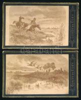 cca 1880 Festményekről készített heliogravűrök, 2 db vizitkártya Gondy és Egey debreceni műterméből, 11x6,5 cm