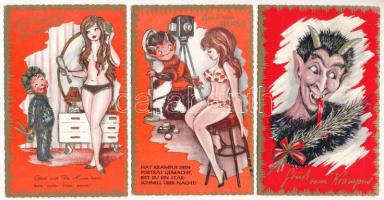 3 db MODERN erotikus krampuszos képeslap / 3 modern erotic Krampus postcards