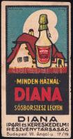 Cca 1910 Diana sósborszesz számolócédula a cég telephelyével feltüntetve, hátulján elszámolással.