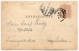 1899 (Vorläufer) Erzsébetváros, Dumbraveni; Római katolikus templom, Takarék szálloda, látkép, Város...