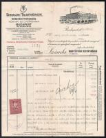 1933 Bp., Braun testvérek Rt., Konyak és Likőrgyára fejléces számla