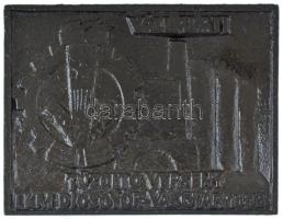 1983. "Vállalati Tűzoltó Verseny - LKM (Lenin Kohászati Művek) Diósgyőr-Vasgyár 1983" öntött fém plakett (111x88mm) eredeti, sérült tokban T:XF