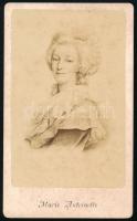 cca 1880-1890 Marie Antoinette (Mária Antónia francia királyné) portréja, fénynyomat vizitkártya méretben, E. Neurdein Paris, 10,5x6 cm