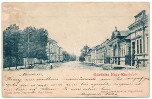 Nagykároly, Carei; utca. Huszty Zoltán fényképészete felvétele. Eigner Simon kiadása / street view (Rb)