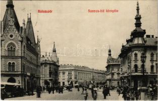 1910 Kolozsvár, Cluj; Szamos híd környéke, gyógyszertár, piac / Somes bridge, pharmacy, market