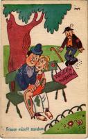 1944 Frissen mázolt szerelem / humour art postcard (EK)