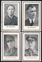 II. világháborús német (Wehrmacht) katonai halotti értesítő kártyák, 4 db, 11x7 cm / WWII German military death cards (Sterbebilder), 4 pcs