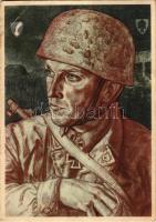 1944 Unsere Luftlandetruppen: Hauptmann Witzig / Második világháborús német katonai lap / WWII German military art postcard. ODA P.i.R. 10. Nr. 5. s: W. Willrich (EB)