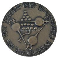 1969. &quot;VI. Nemzetközi Bor Verseny - Budapest (VIe Concours International des Vins - Budapest)&quot; ezüstpatinázott bronz emlékérem (70mm) T:AU kis ph.