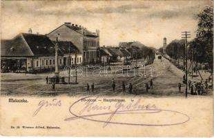 1905 Malacka, Malaczka, Malacky; Fő utca, üzlet. Wiesner Alfréd kiadása / main street, shop (fl)