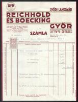 1935 Győr, Reichold és Boecking Győri Lakkgyár fejléces számla