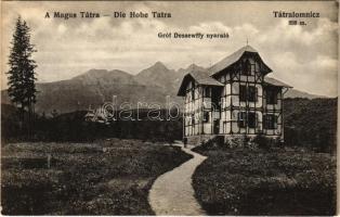 Tátralomnic, Tatranská Lomnica (Magas-Tátra, Vysoké Tatry); Gróf Dessewffy nyaraló. Kuszmann Gyula kiadása / villa