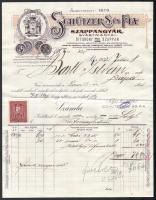 1932 Pécs, Schützer és Fia Szappangár dekoratív fejléces számla