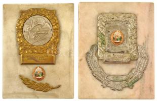 Románia 1949. "Magyarország-Románia kézilabdamérkőzés" fém plakett márványtalapzaton a Rom...