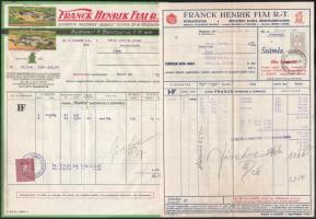 1928,1930,1941 3 db Franck Henrik és Fiai R.T. fejléces számla