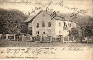 1903 Modor-Harmónia, Modern-Harmonie, Modra; Mühlhaus Villa. Blau Béla kiadása / villa (EB)