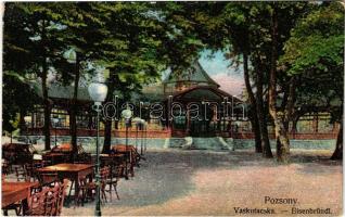 Pozsony, Pressburg, Bratislava; Vaskutacska vendéglő, terasz, pavilon / Eisenbründl / restaurant, teras, pavilion