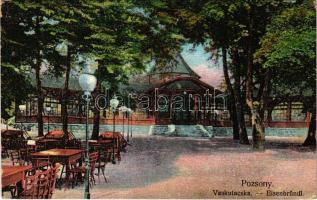 1908 Pozsony, Pressburg, Bratislava; Vaskutacska vendéglő, terasz, pavilon / Eisenbründl / restaurant, teras, pavilion (EM)