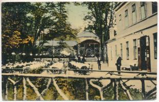 1912 Pozsony, Pressburg, Bratislava; Vaskutacska vendéglő, terasz, pavilon, pincérek. Kaufmann kiadása / Restauration Eisenbrünnel / restaurant with waitres, teras, pavilion + "BÁNK NÓGRÁD VM. POSTAI ÜGYN." (EK)