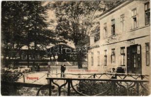 1907 Pozsony, Pressburg, Bratislava; Vaskutacska vendéglő, terasz, pavilon, pincérek / Restauration Eisenbrünnel / restaurant with waitres, teras, pavilion (EK)