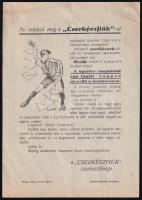 1948 "Cserkészfiúk" lap kétoldalas propaganda szórólapja, terjesztési jutalmakkal, szép állapotban