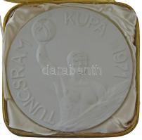 1971. "Tungsram Kupa 1971" herendi porcelán vízilabda emlékérem, hátoldalán "Herend Hungary" gyártói jelzéssel, eredeti, de sérült tokban (142mm) T:UNC