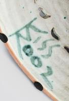 Kiss Roóz Ilona (1920-2010): Lány, Napraforgós szoknyával. Nagy méretű mázas kerámia, jelzett, hibát...