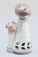 Kiss Roóz Ilona (1920-2010): Anya. lányával. Mázas kerámia, jelzett, hibátlan m: 22 cm