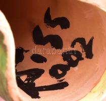 Kiss Roóz Ilona (1920-2010): Anya. lányával. Mázas kerámia, jelzett, hibátlan m: 18 cm