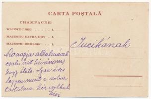 Brassó, Kronstadt, Brasov; Champagne Majestic, Depot Général Strada Lunga No. 92. / Pezsgő reklám. L...