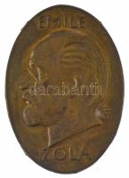 Beck Ö. Fülöp (1873-1945) DN &quot;Emile Zola&quot; bronz lemezplakett hátoldalán pántokkal (57x40mm) T:XF