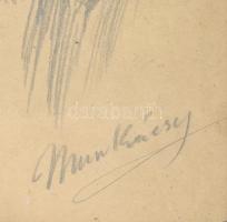 Munkácsy jelzéssel: Alakok. Ceruza, papír. Üvegezett, kissé sérült fakeretben. 30,5×22 cm