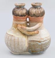 Kiss Roóz Ilona (1920-2010): Éneklő pár. Mázas kerámia, jelzett, hibátlan m: 18x16 cm