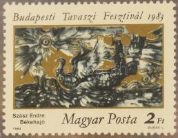 Hollóházi Szász Endre (1926-2003): Békehajó- A Hilton hotelben található eredeti falfestményről kész...
