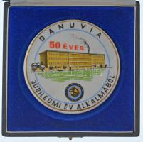 1982. "Danuvia 50 éves Jubileumi év alkalmából" jelzett Hollóházi porcelán emlékérem, eredeti tokban (90mm) T:AU