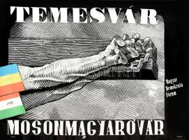 cca 1990 Temesvár - Mosonmagyaróvár, 1956-1989, Magyar Demokrata Fórum (MDF) választási plakát, utólagos módosításokkal (kézzel írt évszámok, "Mosonmagyaróvár" címke ráragasztva), feltekerve, 95x67,5 cm