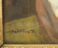 Szöllősy János (1884 -?): Lányka. Olaj, vászon. 90x60 cm. Dekoratív fakeretben. KIZÁRÓLAG SZEMÉLYES ...