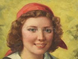 Szöllősy János (1884 -?): Lányka. Olaj, vászon. 90x60 cm. Dekoratív fakeretben. KIZÁRÓLAG SZEMÉLYES ...